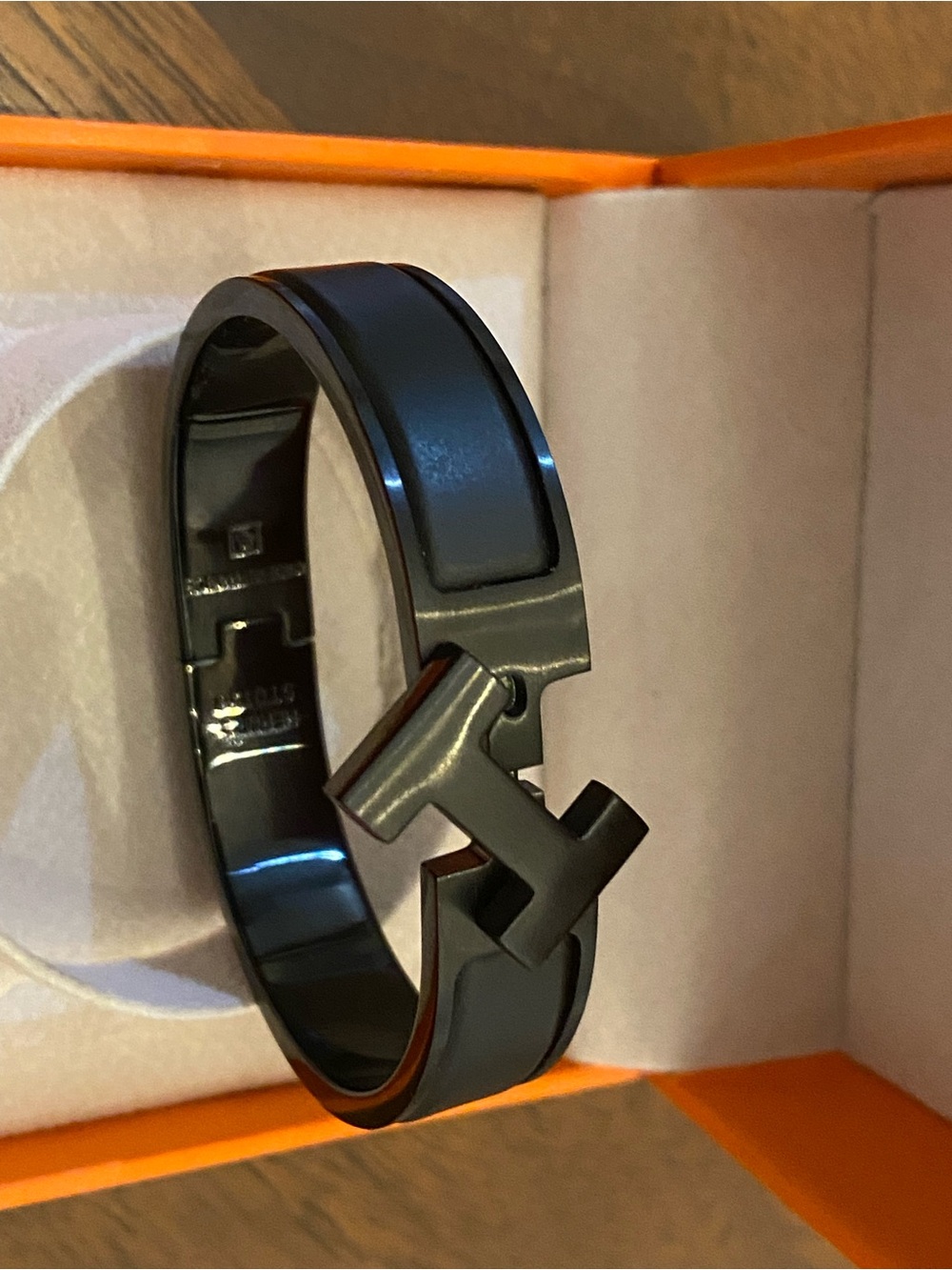Hermes Black H Bracelet with H Logo
